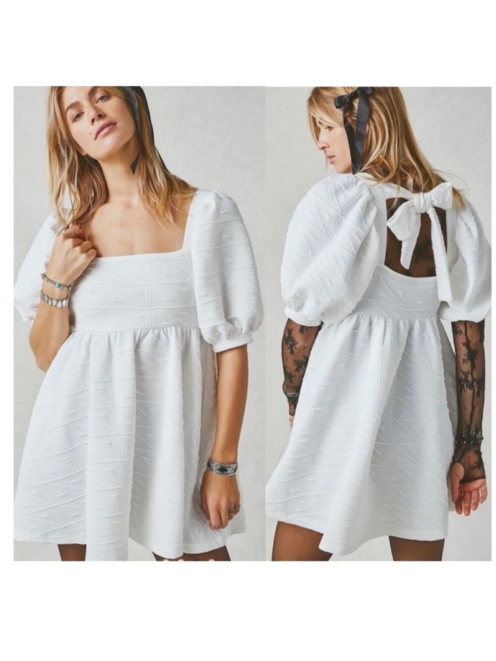 Free People Violet Mini-dress Puff-Sleeve Mini Dress size small